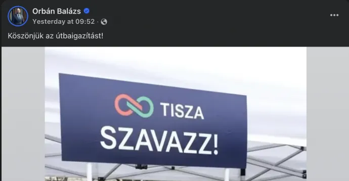 Felül a webes, alul a mobilos nézet látható. Az „MI-infó” a közzététel dátuma mellett látható – Fotó: Orbán Balázs / Facebook