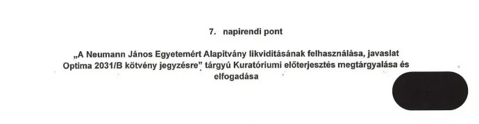 A felügyelőbizottság 2021. október 4-i ülésének jegyzőkönyve – Forrás: Neumann János Egyetemért Alapítvány