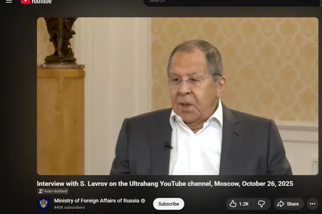 Az orosz külügy YouTube-jára is felkerült az Ultrahang Lavrov-interjúja