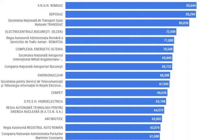 A 60 ezer lej fölötti igazgatói fizetéseket biztosító állami vállalatok – Forrás: Hotnews / képernyőmentés