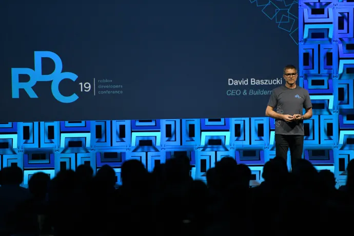 David Baszucki, a Roblox alapítója beszél a Roblox fejlesztői konferencián, 2019 augusztus 10-én – Fotó: Ian Tuttle / Getty Images