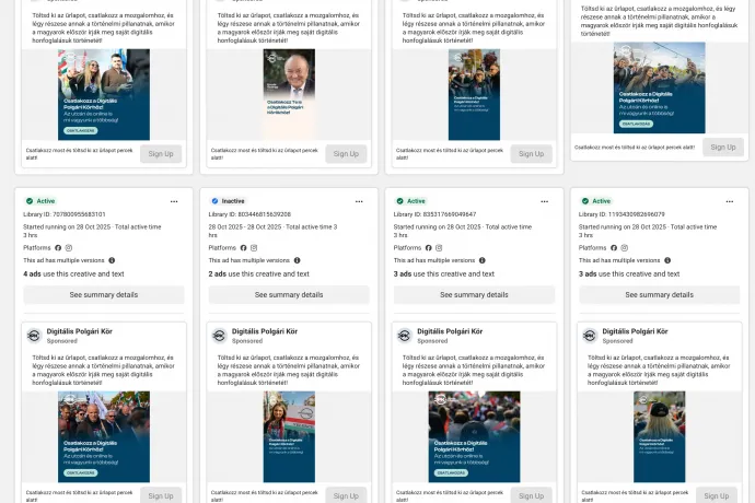 Hiába a tiltás, a Fidesz a mai napig vígan hirdet a Facebookon a Digitális Polgári Köreivel