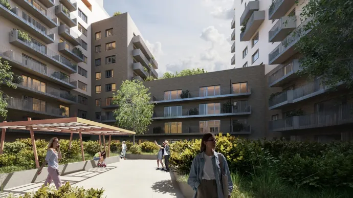 Zöld belső udvar és tetőkertek csak a lakóknak a Parkville Residencesben – Fotó: Intergal Development Kft.