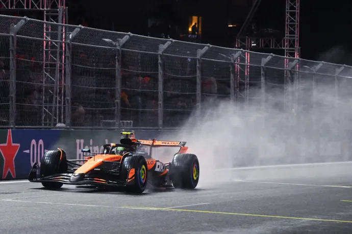 Norris nyerte az esős Las Vegas-i időmérőt, Piastri csak az ötödik helyről indulhat