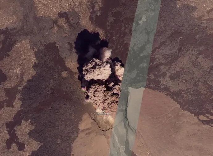 Műholdfelvétel a Hayli Gubbi kitöréséről – Fotó: planet.com