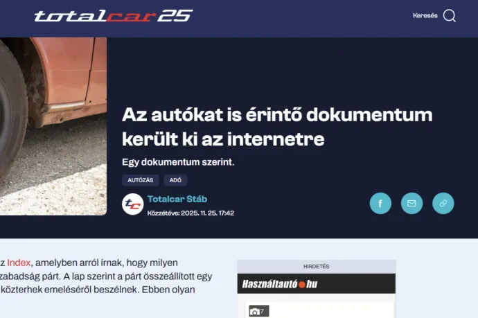 444: Egy belső levél szerint a „lapvezetés” kérte, hogy a Totalcaron szemlézzék az Index cikkét a Tisza állítólagos adóemeléseiről