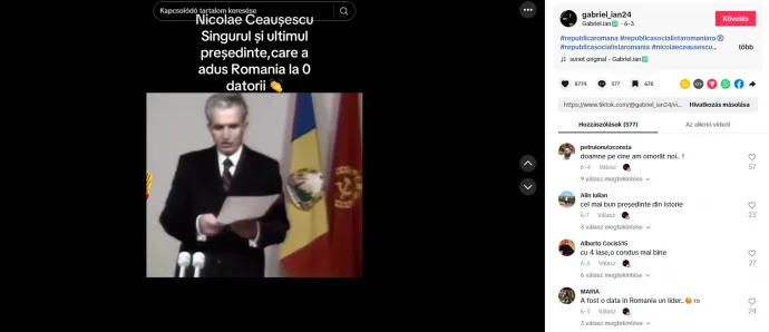 Azt írják, Ceaușescu az egyetlen és az utolsó elnöke az országnak, aki Romániát mentessé tette az adósságoktól – Forrás: Képernyőmentés gabriel_ian24 felhasználótól