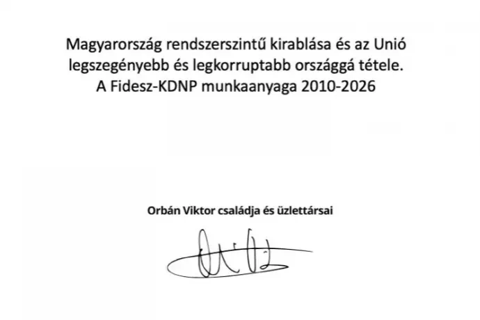 Orbán aláírásával ellátott, az ország kirablásáról szóló „fideszes munkaanyagot” posztolt Magyar Péter