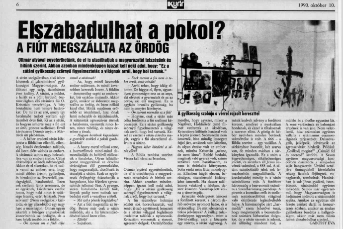 Gábossy Éva cikke a Kurír 1990. október 10-i számában – Forrás: Arcanum Újságok