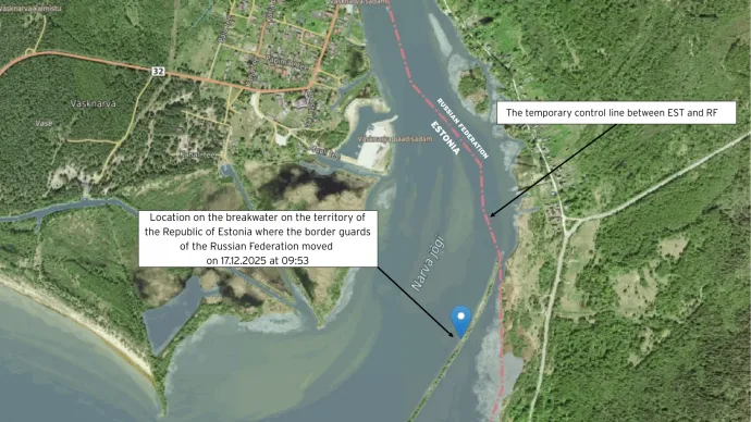 Az orosz határsértés helyszíne az észt külügyminisztérium által kiadott térképen – Forrás: Ministry of Foreign Affairs