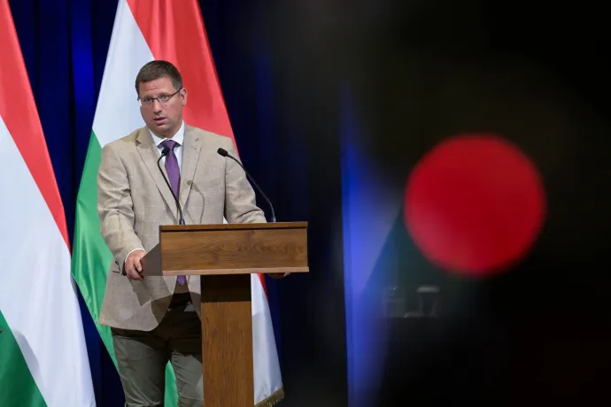Gulyás Gergely a szeptember 11-i kormányinfón – Fotó: Bruzák Noémi / MTI