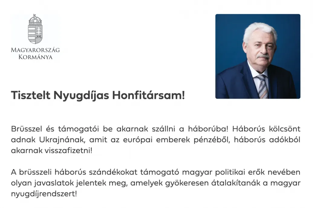 Már az Ügyfélkapun is adóemeléssel és háborúval riogatja a nyugdíjasokat a kormány