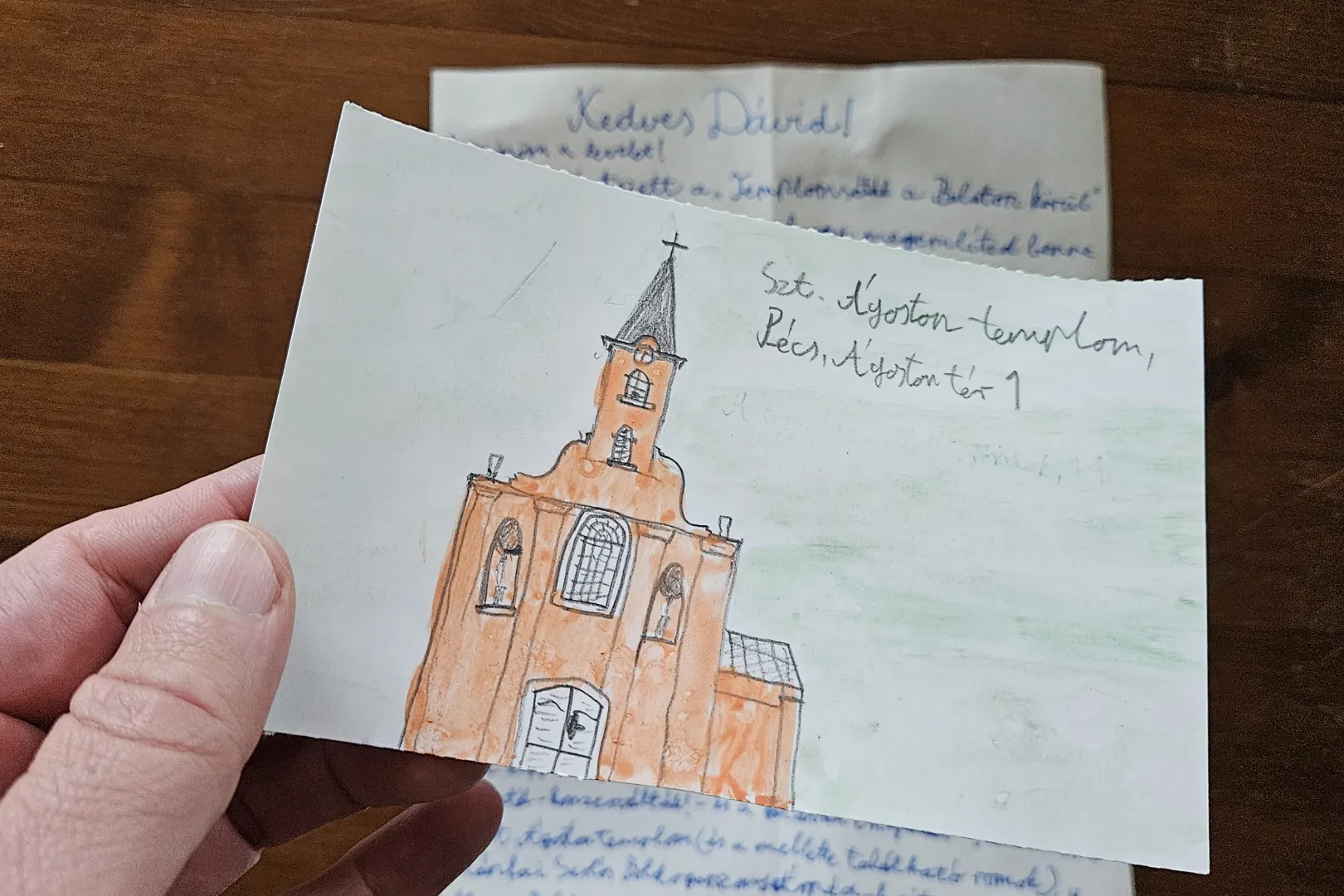 Balázs levele és a Szent Ágoston-templom rajza – Fotó: Zubreczki Dávid