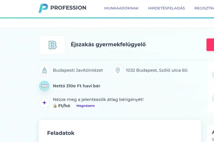 Nettó 310 ezer forintért keresnek éjszakás felügyelőt a Szőlő utcába