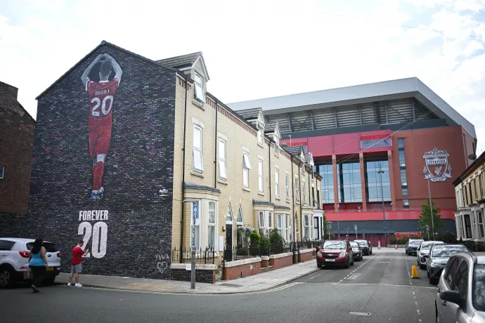 Diogo Jota emlékfala Liverpoolban 2025. augusztus 11-én – Fotó: Paul Ellis / AFP