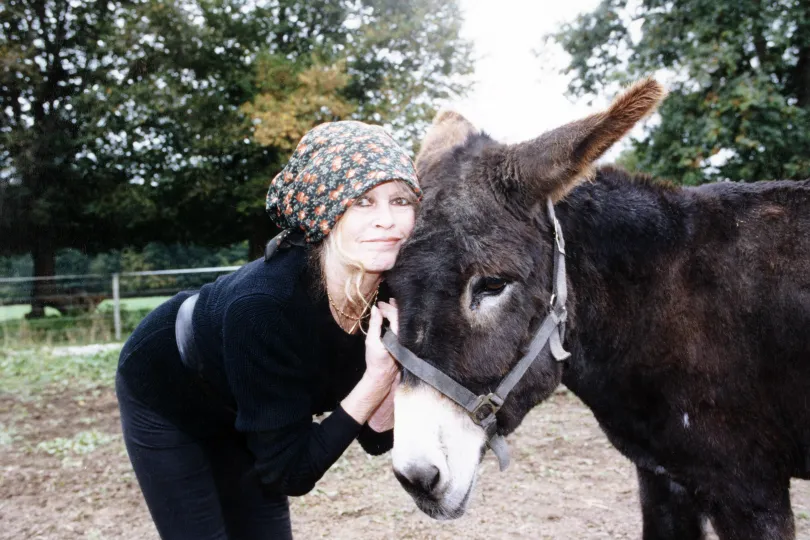 Egy állatmenhelyen 1986-ban és egy szamárral 1998-ban – Fotó: Photo12 / Universal Images Group / Getty Images és Sebastien Dufour / Gamma-Rapho / Getty Images