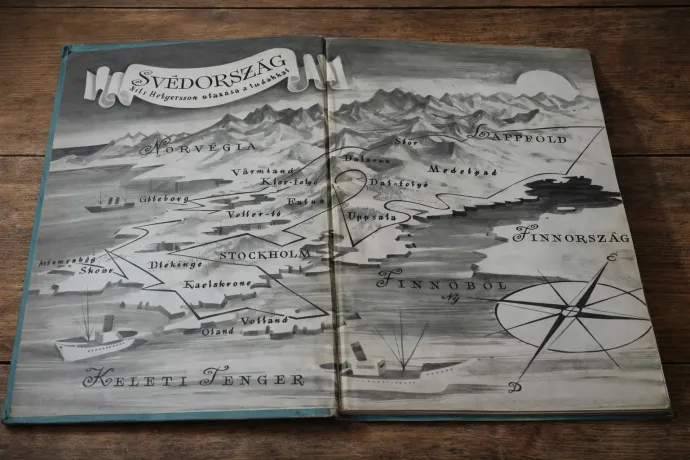 Térkép a Nils Holgersson könyv belső borítóján – Forrás: a szerző archívuma