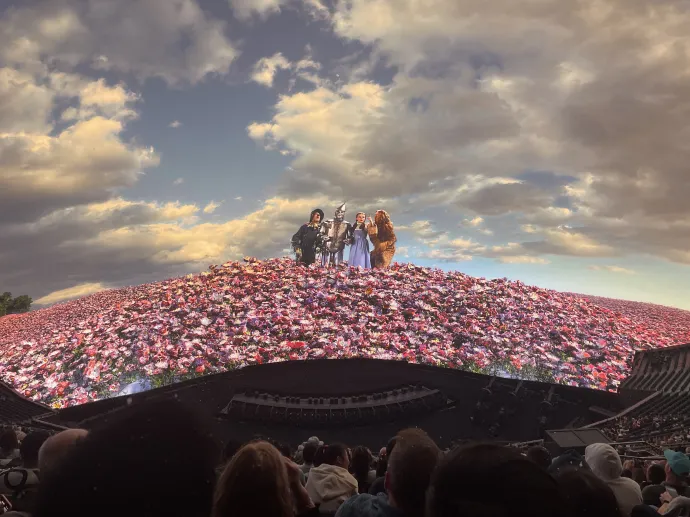 A pipacsmező kicsit szélesebb volt ugyan, mint az eredetiben, de távolról egész jól nézett ki – Fotó: Világi Máté / Telex