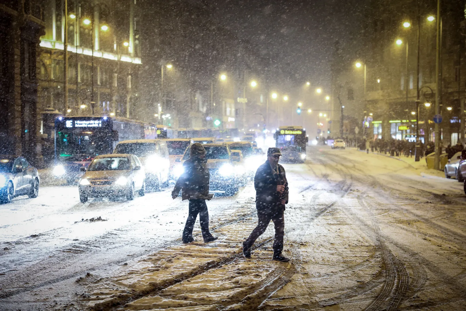 Ferenciek tere, 2026. január 6-án este – Fotó: Huszti István / Telex