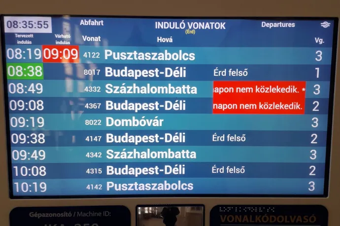 Váltóhiba miatt késnek és kimaradnak járatok a Déli pályaudvart érintő vasútvonalakon