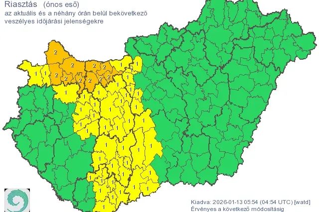 Keletebbre tolódott az ónos esőre kiadott riasztás határa