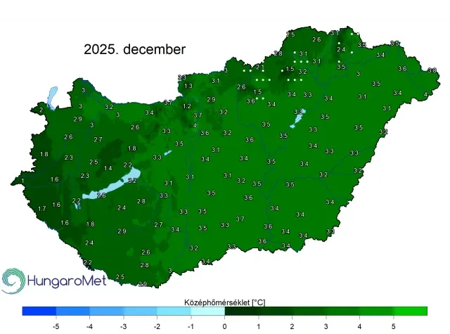 Decemberi középhőmérséklet – Forrás: HungaroMet