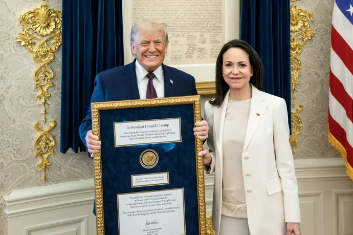 „María Machado átadta nekem a Nobel-békedíját az általam végzett munkáért” – fogadta el azt szerényen Trump