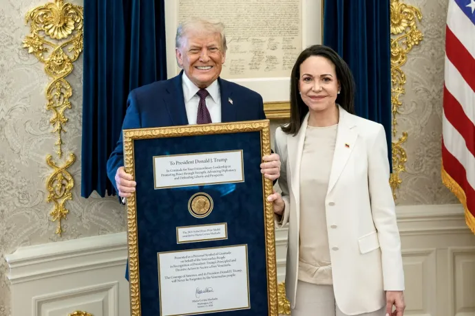 „María Machado átadta nekem a Nobel-békedíját az általam végzett munkáért” – fogadta el azt szerényen Trump