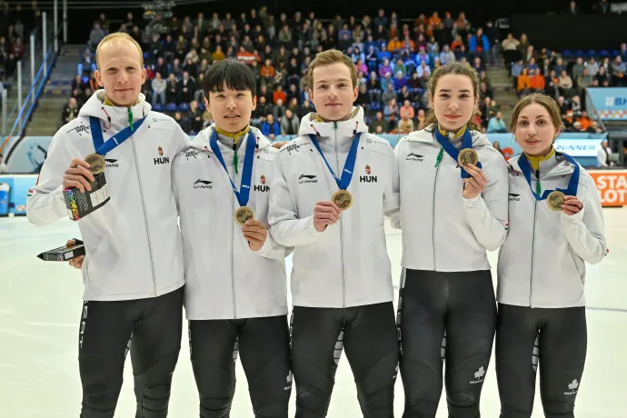 Tiborcz Dániel, Moon Wonjun, Nógrádi Bence, Végi Laura Diána és Somodi Maja Dóra (b-j) – Fotó: Illyés Tibor / MTI