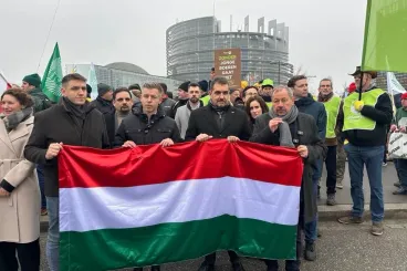 Magyar Péter Strasbourgban tüntetett az EU-s gazdák mellett, Orbán Viktor a Facebookon buzdította őket