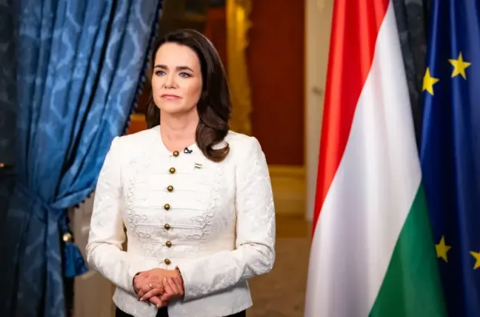 President Katalin Novák announces her resignation at the Sándor Palace on February 10, 2024 – Photo: Sándor Palace / MTI