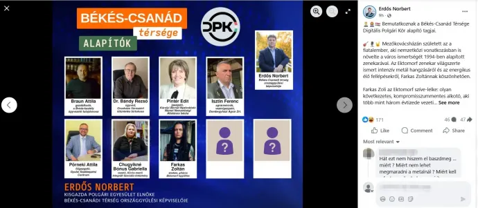 Forrás: Erdős Norbert Facebook-oldala