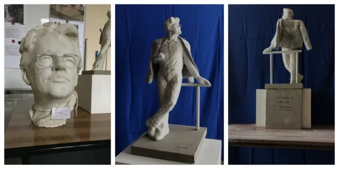 A nyertes pályamunkához készült szobormakett és a gipszből kiöntött portré – Fotók: Makkai István