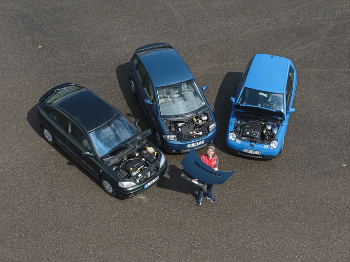 A három autó közül az Audi A2 a legszokatlanabb, hiszen motorháztetejét nem felnyitni, hanem levenni lehet – Fotó: Hans-Dieter Seufert / autóMAGAZIN