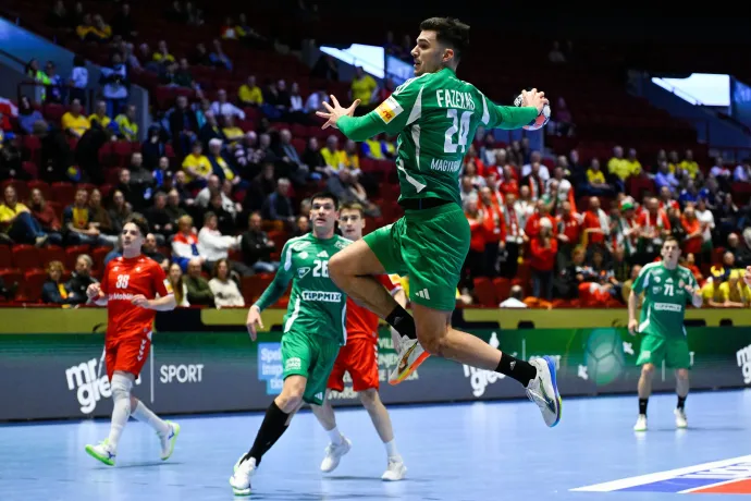 Fazekas Gergőnek az elején nem ment, de átbillent, és három góllal fejezte be – Fotó: Hegedüs Róbert / MTI