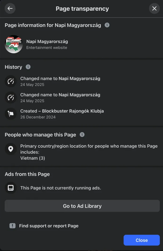 A Napi Magyarország átláthatósági oldala – Fotó: Facebook