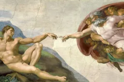 Az állványokat fedő reprodukción láthatjuk csak Michelangelo freskóit hónapokig a Sixtus-kápolnában