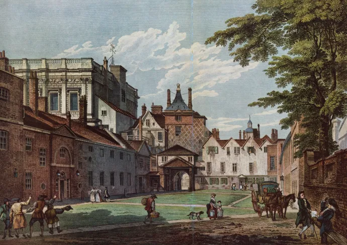 Az udvar egy 1700-as évekbeli rajzon – Fotó: Bettmann / Getty Images