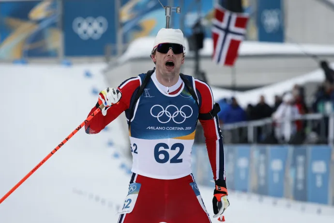 Lægreid a célba érkezés után – Fotó: Odd Andersen / AFP