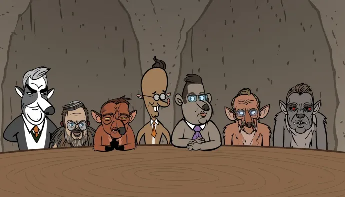 Lázár János, Orbán Balázs, Rogán Antal, Szijjártó Péter, Gulyás Gergely, Pintér Sándor és Menczer Tamás a nERDŐben – Fotó: nERDŐ / Szélsőközép