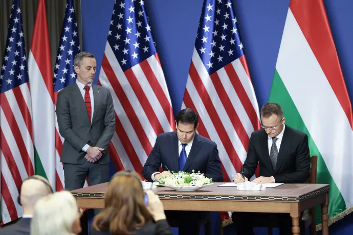 Marco Rubio és Szijjártó Péter aláírja a polgári célú atomenergiával kapcsolatos együttműködést – Fotó: Huszti István / Telex