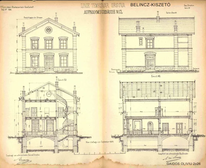 A ma is álló belencei állomásépület tervrajza és a típusépületek, amelyet helyette javasolnak – Forrás: Oliviu Gaidos