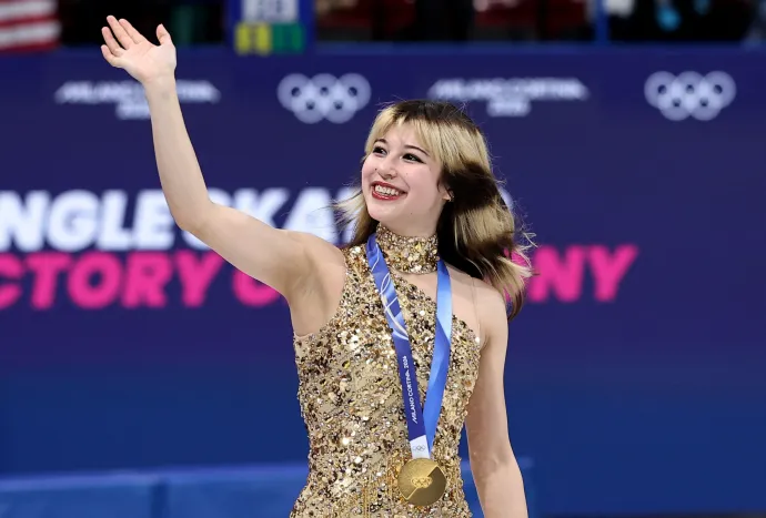 Liu már az eredményhirdetés után, aranyéremmel a nyakában – Fotó: Amanda Perobelli / Reuters