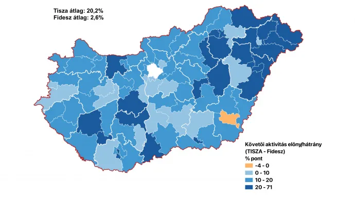 Kinek a követői aktívabbak a Facebookon – Forrás: Bódi Mátyás, Választási Földrajz