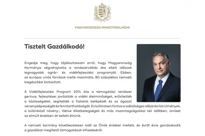 Gőzerővel küldik ki Orbán Viktor gazdáknak szánt ukrajnázó propagandalevelét