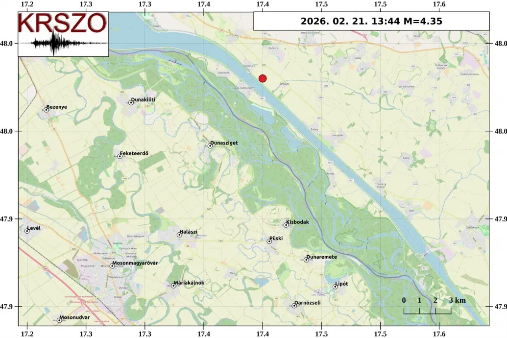 4,3-as erősségű földrengés volt a magyar-szlovák határon