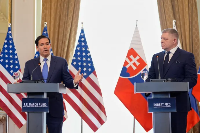 Marco Rubio és Robert Fico közös sajtótájékoztatója 2026. február 15-én – Fotó: Alex Brandon / AFP