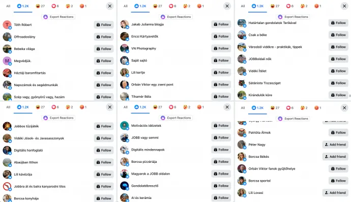 Ezek a reakciók Orbán Balázs posztja alatt nagyrészt kamuprofiloktól származnak – Forrás: Orbán Balázs / Facebook