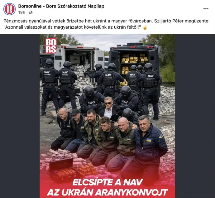 A Bors által közölt mesterséges intelligenciával generált kép – Forrás: Bors / Facebook