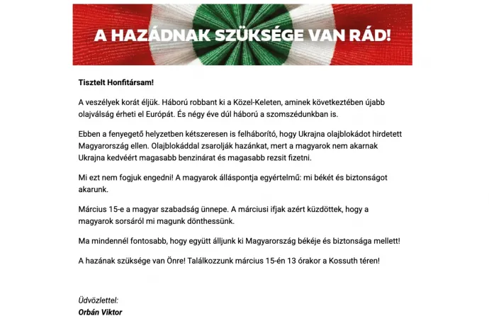 Már a vakcinainfós emailcímeken is ukránveszéllyel fenyeget Orbán Viktor